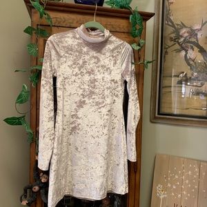 Crushed Velvet Mini Gold Dress